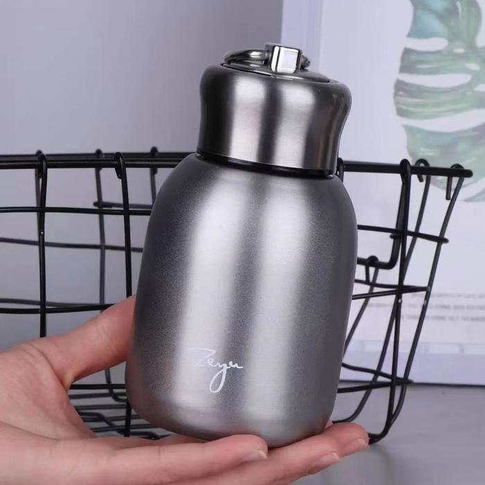 304 baja tahan karat Botol Minum Thermos 300ml Mini Tahan Panas dan Dingin - keperakan, 300ml