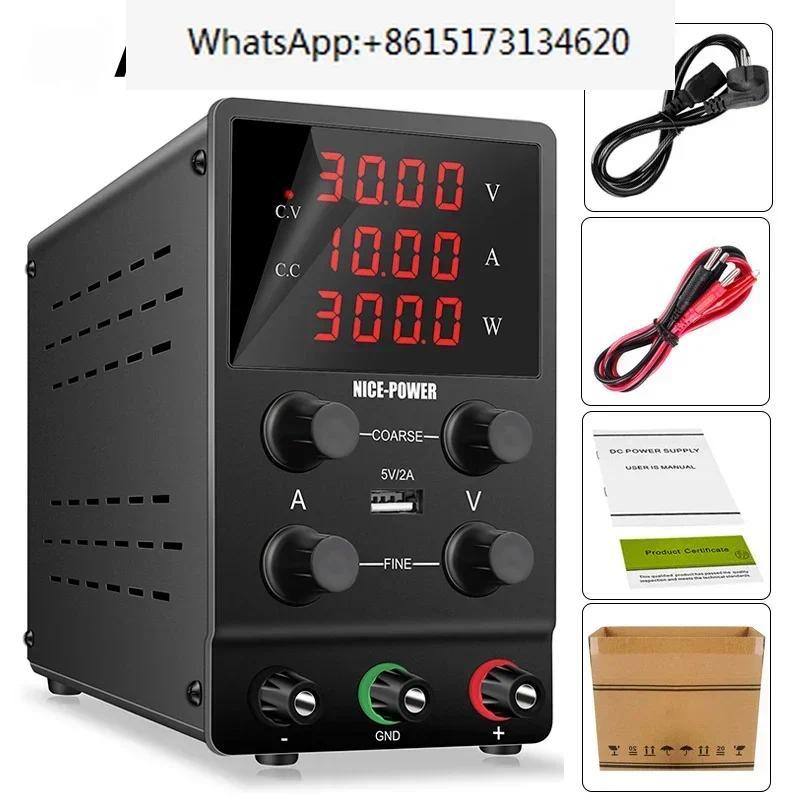 Black USB 4Digits Adjustable Laboratory DC Power Supply 30V 10A Regulated Switching Power Supplies 6