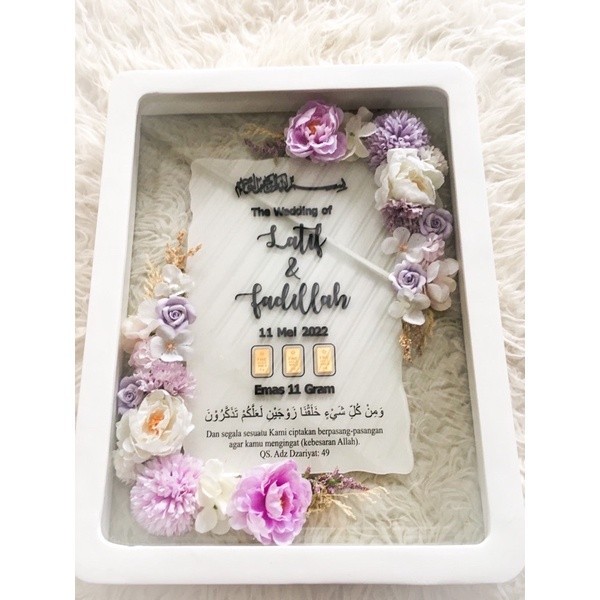 Sehari Jadi MAHAR AKRILIK/ MAHAR PERNIKAHAN / MAHAR NIKAH / MAHAR ANGGREK / MAHAR BINGKAI