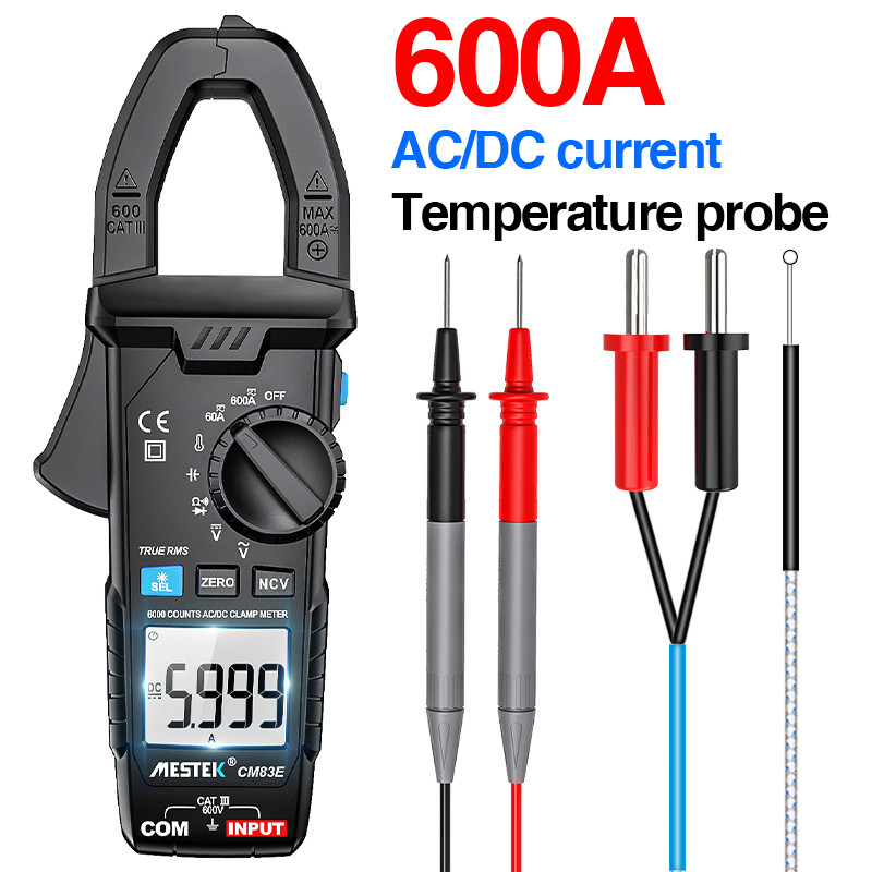 MESTEK AC/DC 600A gital Current Clamp Meter NCV Pinza Amperimetrica Hook Meter dc Current Meter Plie