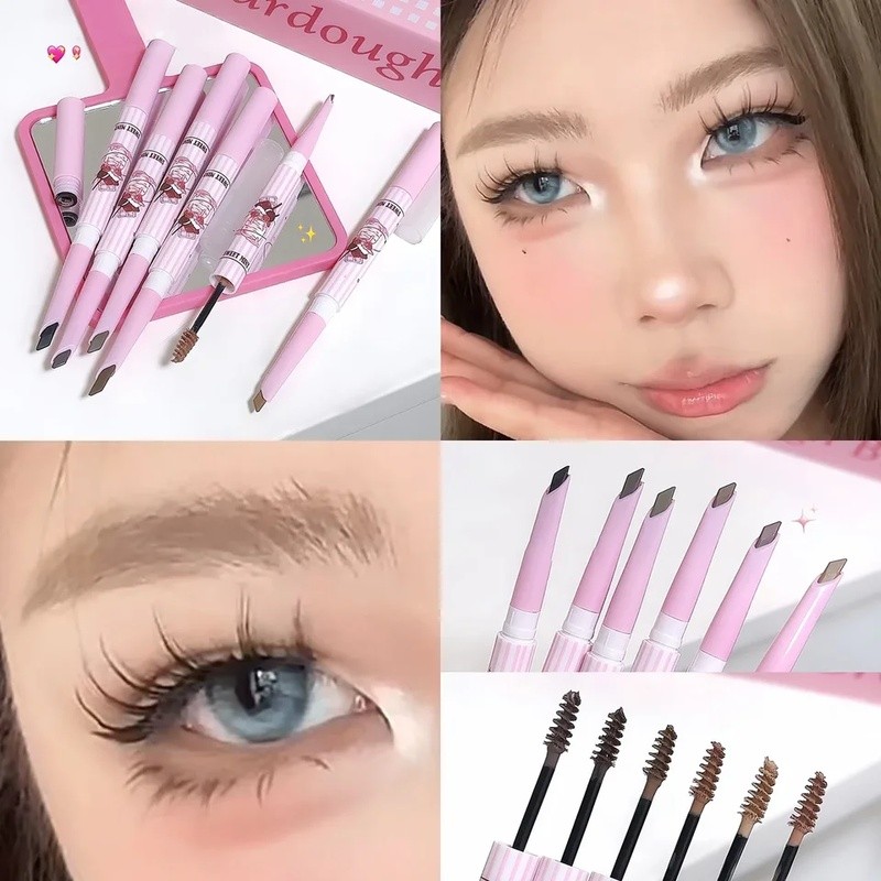 3D Eyebrow Dye Cream Gray Brown Double Head Eyebrow Pencil tahan lama tahan air mata alis pena tinta