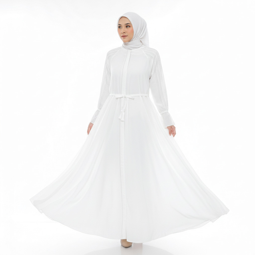 Gamis Umroh Lebaran Polos Umrah Haji Putih Terbaru Wanita Hitam Outer Abaya Elegan Premium 2026