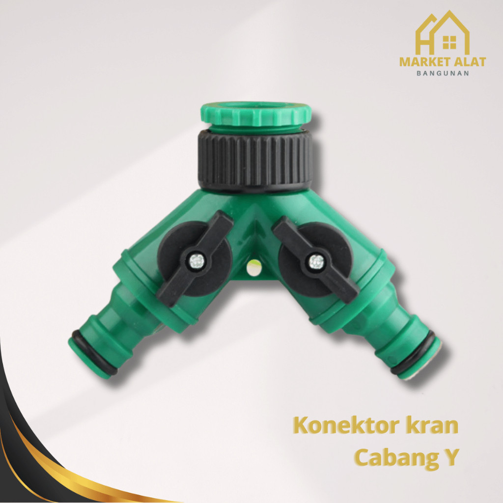 Sambungan Konektor Adaptor Selang Y Kran Air 3 cabang 1/2 dan 3/4 dengan Valve