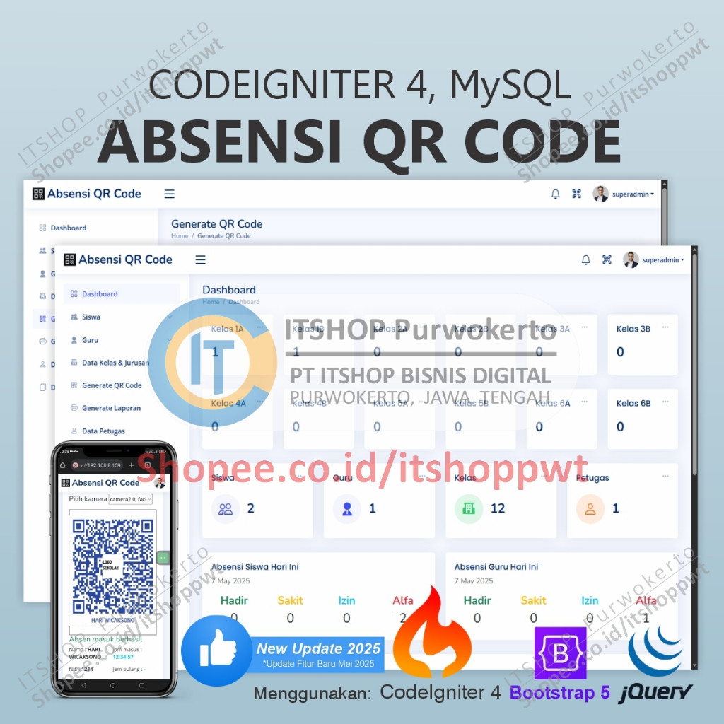 Source Code Aplikasi Web Absensi Sekolah QR Code Menggunakan Codeigniter 4
