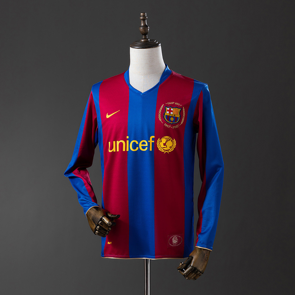 Jersey Retro 07/08 Barcelona long sleeves home T shirt pria