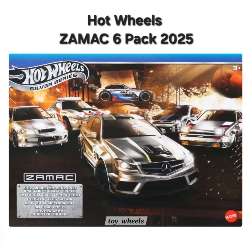 Discount Hot Wheels Zamac 6 Pack Multipack Silver Series 2025 Honda Ek9 Ford Focus Toyota Ae86