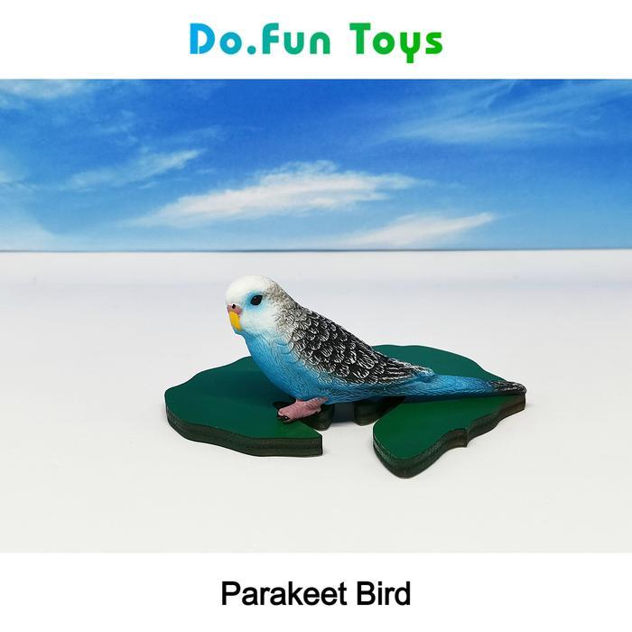 "TNKSYU" - Parakeet Animal Figure/ Miniatur Mainan Burung Parkit - Biru-Putih Mainan