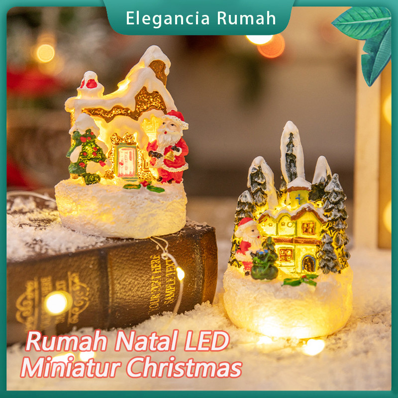 Rumah Natal LED Miniatur Christmas Hiasan Dekorasi Natal LED Rumah House Miniatur Aksesoris Christma