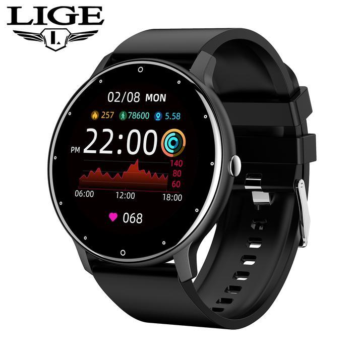 Shadow Phone LIGE Jam Tangan Pintar Pria Layar Bulat HD Sentuh Penuh Panggilan Bluetooth Gelang Olah
