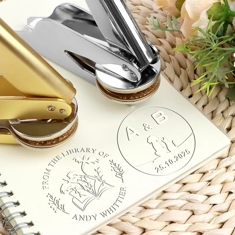 CUSTOM EMBOSSER/ Initials Embosser/ library embosser / From the Library of / Cat Lover Gifts/Book Lo