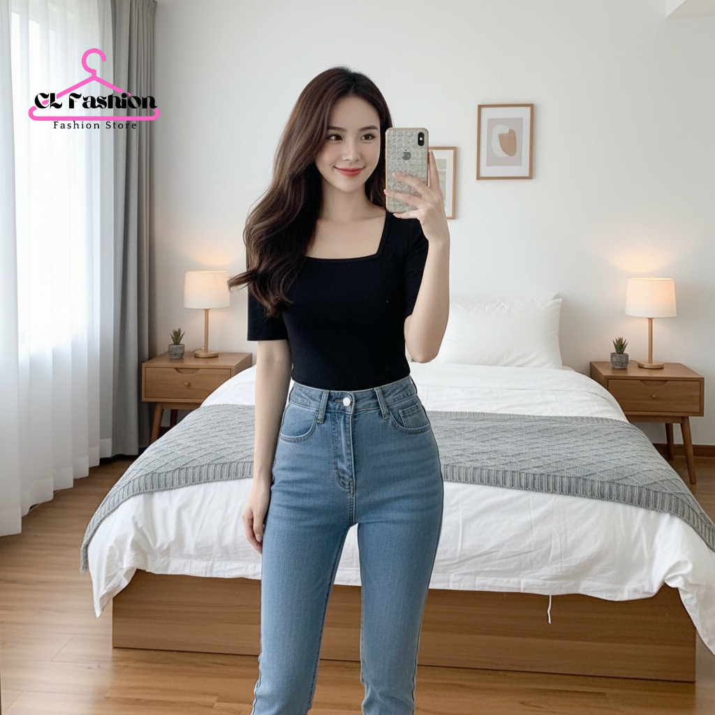 Crop Top Leher Kotak Martina Square NECK JERSEY STRETCH