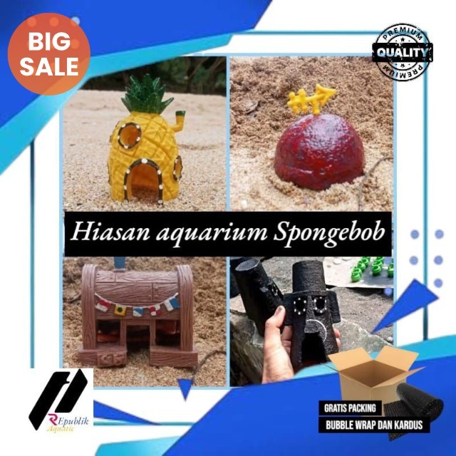 Hiasan aquarium spongebob / hiasan aquarium rumah spongebob / hiasan aquarium / spongebob