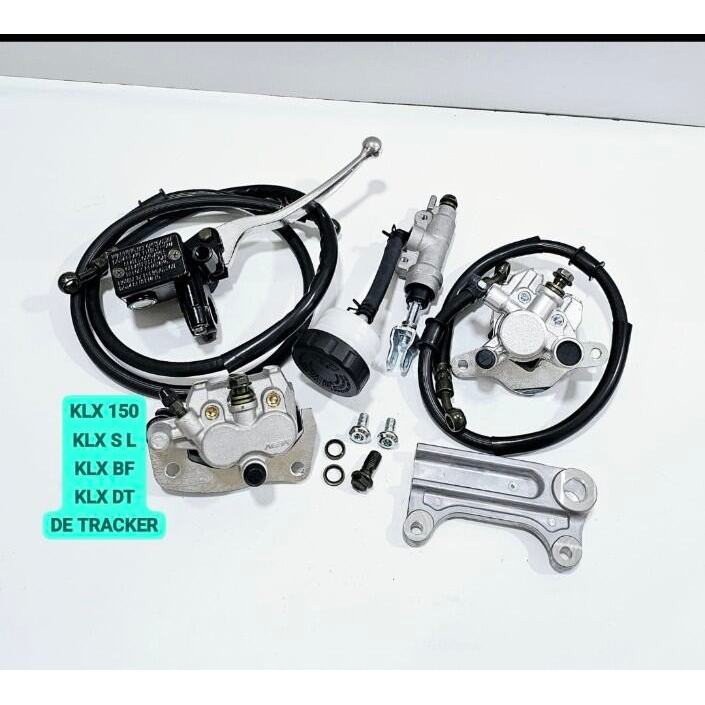 KALIPER DEPAN BELAKANG KLX 150 KLX S L KLX BF KLX DT DE TRACKER TREKER SET KAMPAS BREKET SELANG REM 