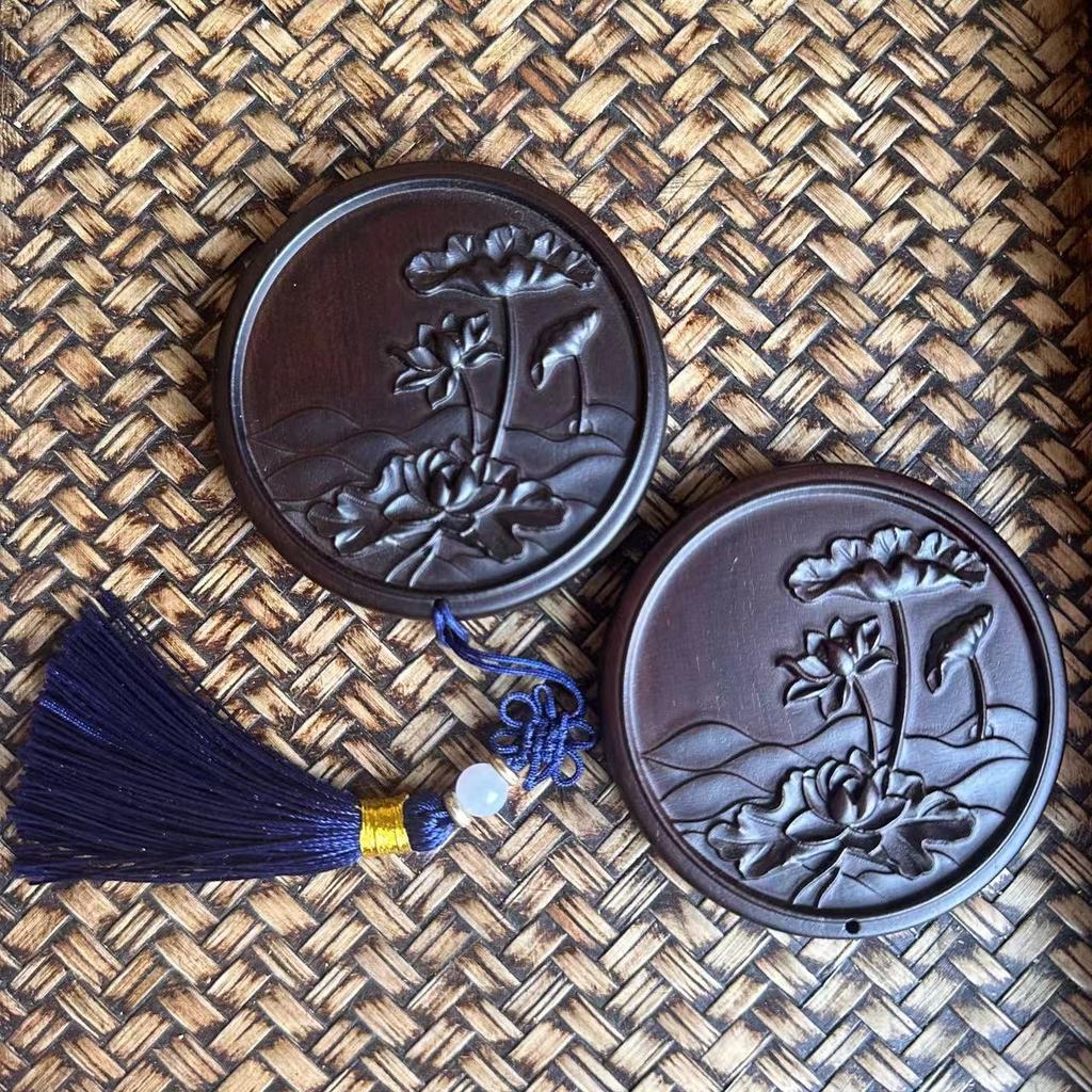 Cermin Genggam Gaya Kuno Kayu Cendana Cermin Bulat Ukiran Cermin Rias Kayu Padat