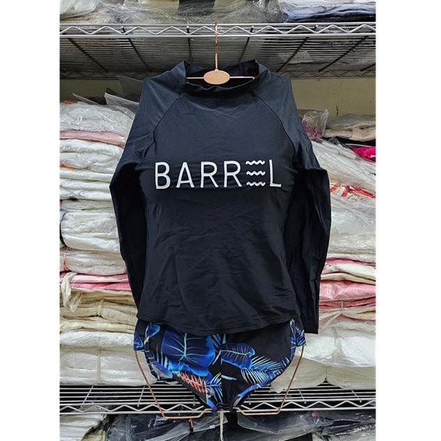 READY STOCK SAF - BARREL BLACK BLUE bikini set 2 pcs woman premium / top long sleeve + short pants b
