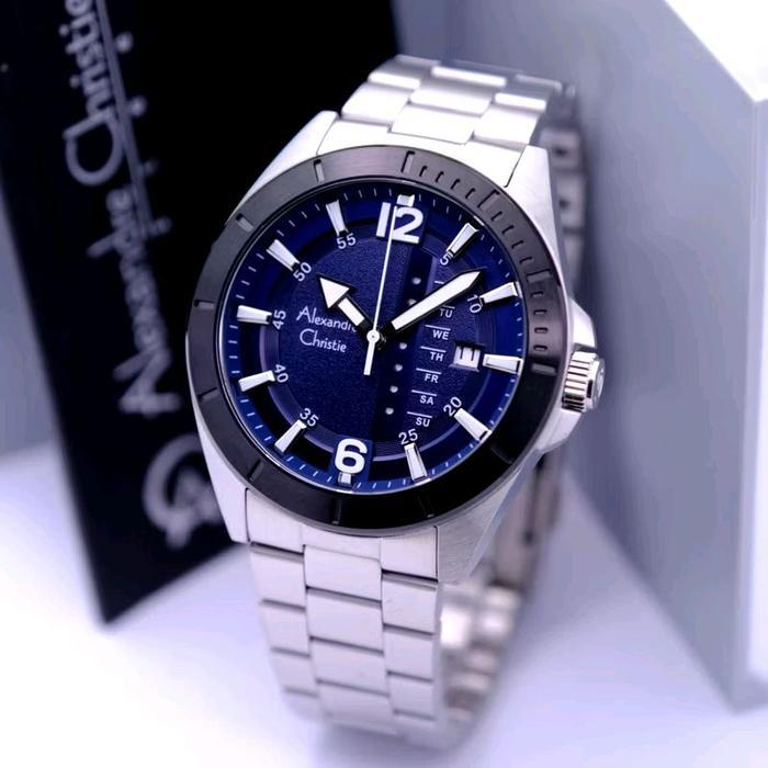 Jam Tangan Pria 6535 Alexandre Christie AC6535 AC 6535 Original - silver biru