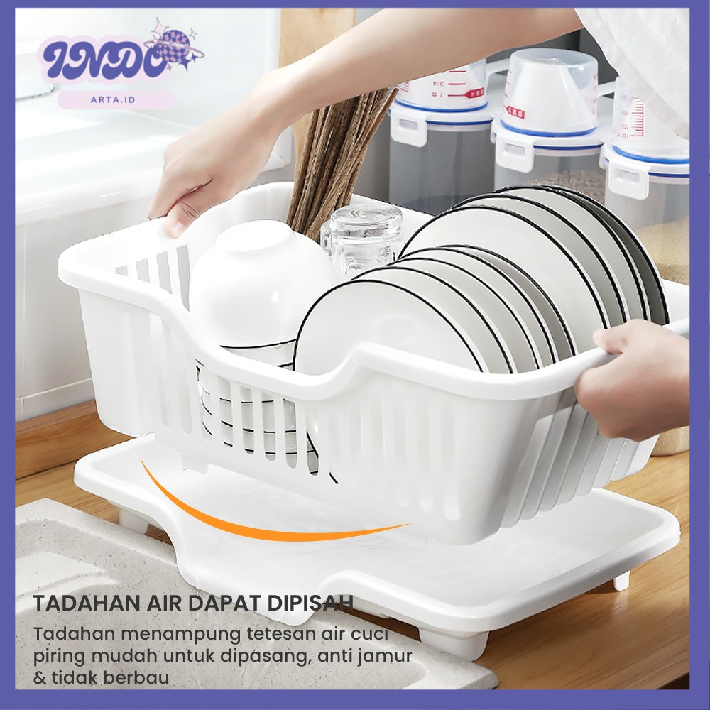 Indo Arta - Rak Piring Plastik Tirisan Air Rak Pengering Piring Westafel Minimalis Rak Cuci Piring D
