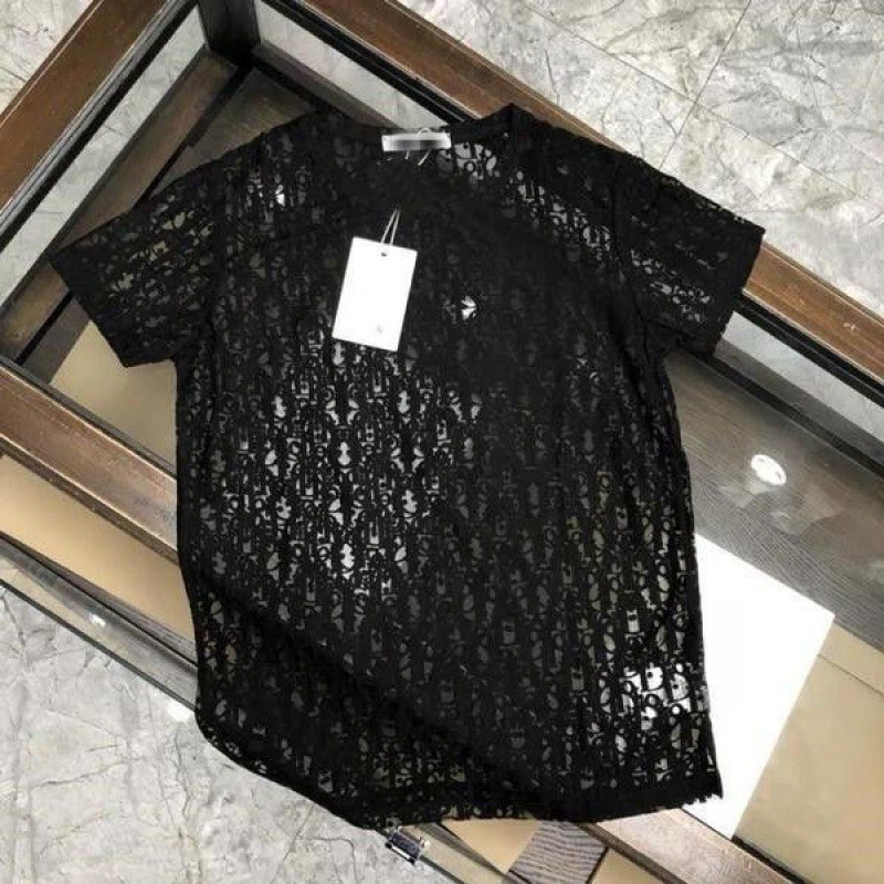 Renda Tulle Transparan Baru T Baju Kaos Pria