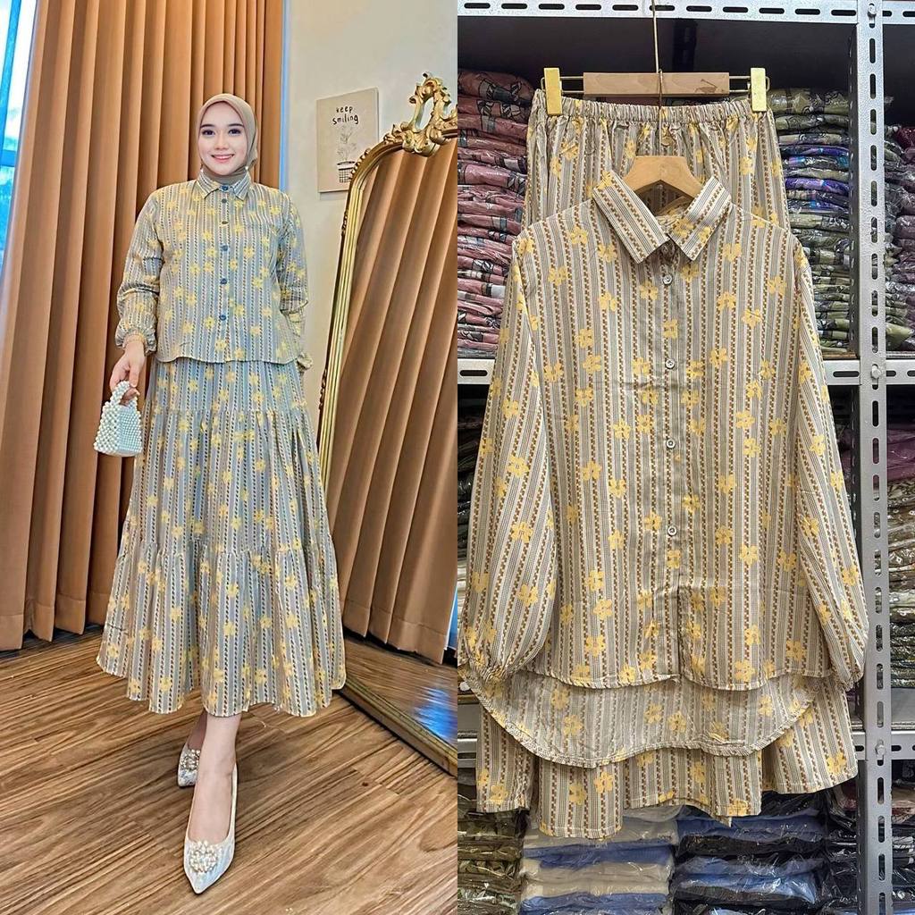 Setelan Rok Muslimah Jumbo Busui Adem Tebal Rayon Diamond Premium Setelan Baju Rok Viral Terlaris | 