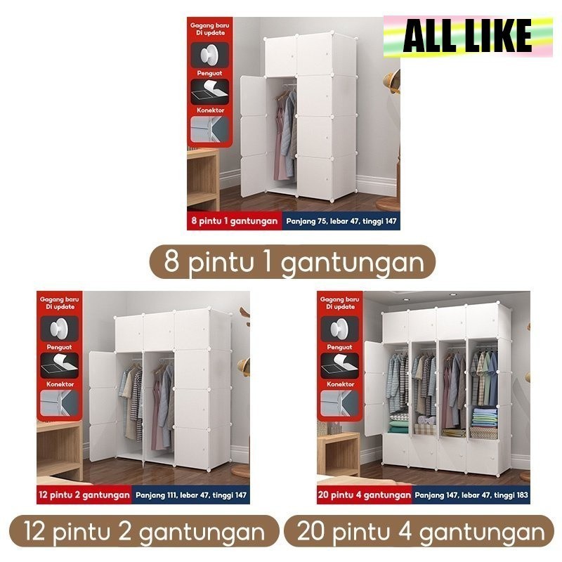 ALL Like  Lemari Plastik Rak Besar / Lemari Baju Portable / Lemari Susun Multifungsi untuk Kamar