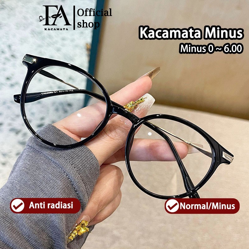 Kacamata Baca Plus Wanita Bulat Frame Anti Radiasi Blueray Kaca Mata Optik 30309