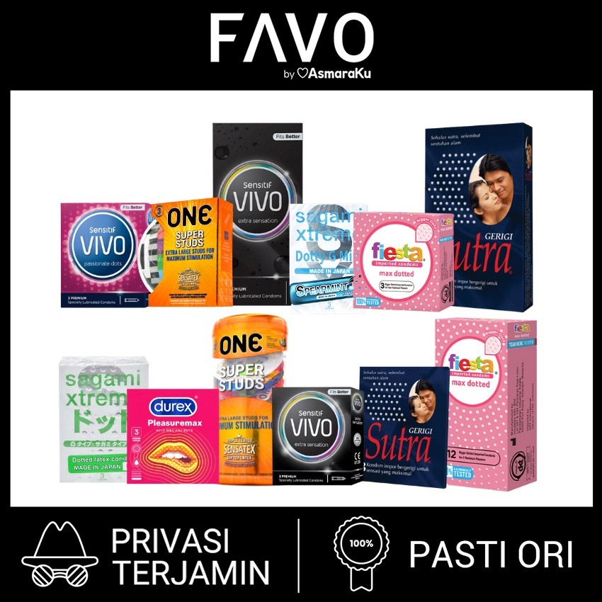 JAKBAR PABRIK Kondom Bergerigi - Kondom ONE / Fiesta / Sagami / Durex / Sutra / Vivo - isi 3 Pcs / i
