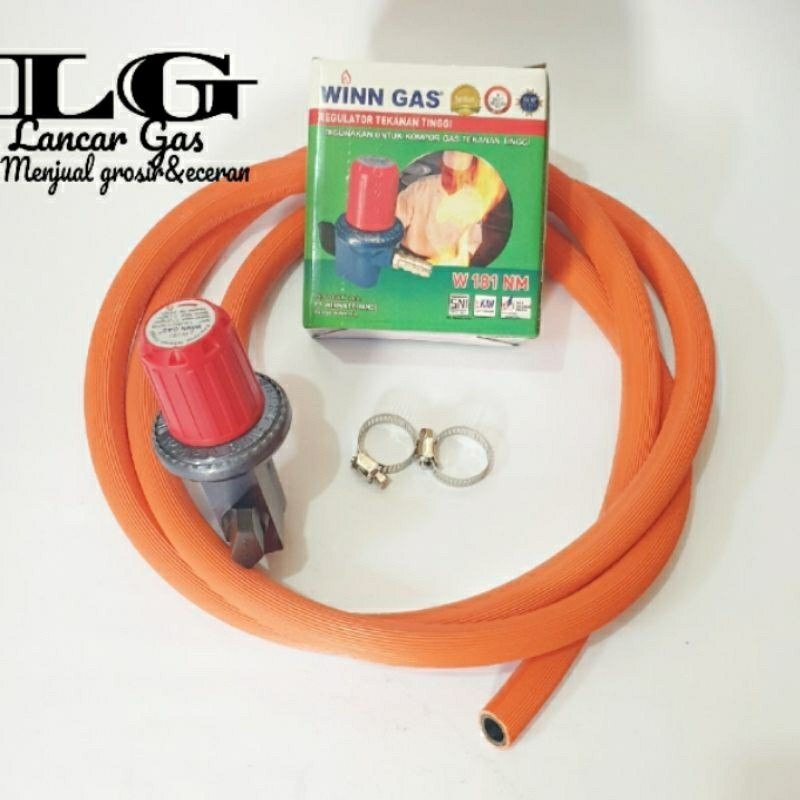 Regulator Win gas Meter Tekanan Tinggi+Selang Gas Lpg 2 Lapis
