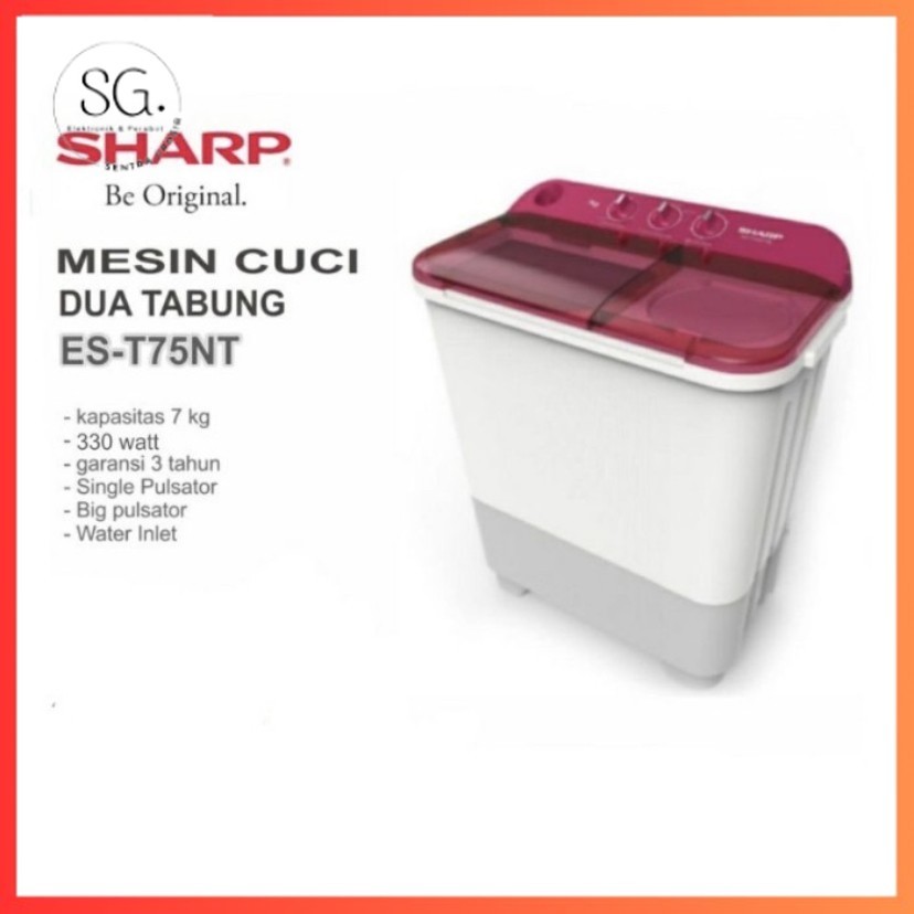 Sharp Mesin cuci 2 Tabung 7Kg ES-T75NT T 75NT T75 NT [SG]