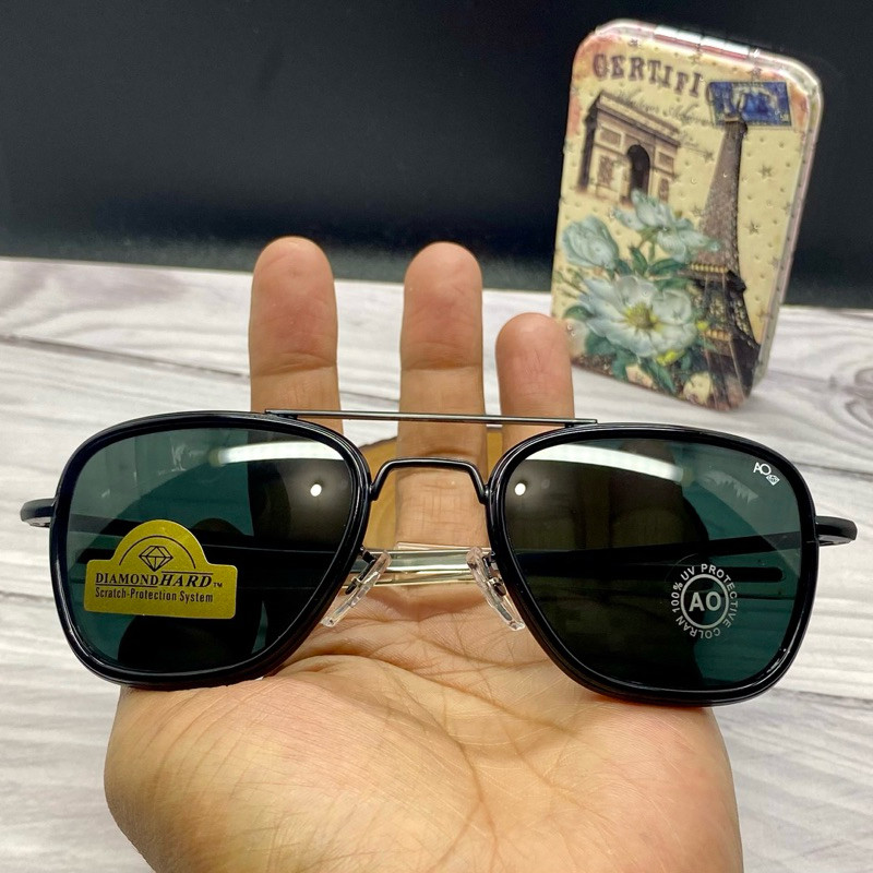 kacamata pria kacamata lensa kaca kacamata hitam ao