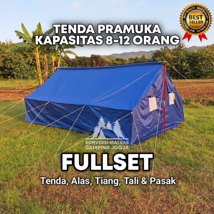 tenda pramuka 3x4 full set alas tiang tali pasak - Biru