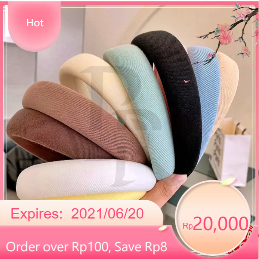 Bando Kain Tebal Wanita Korea / Bando Kain Warna Pastel / Headband Cloud Polos Lebar / Bandana Nagit
