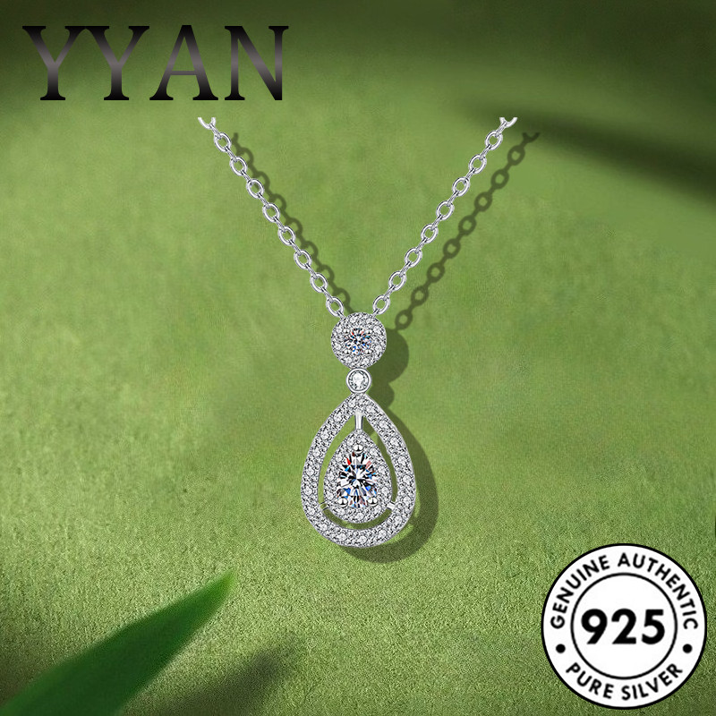 Liontin Tetes Air Pir Berlian Penuh Klasik Elegan Perak 925