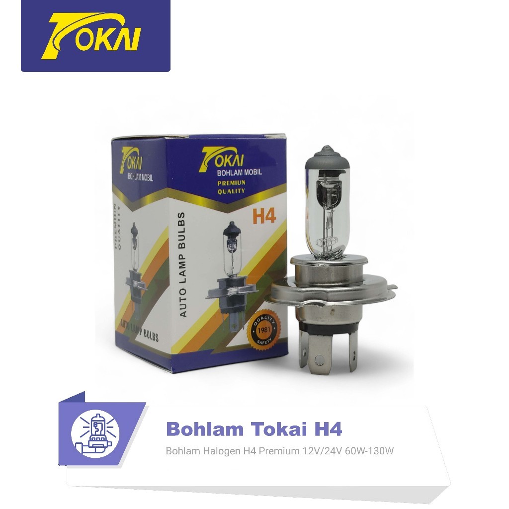 Bohlam Halogen H4 Tokai 12V & 24V – Lampu Depan Motor Mobil Super Terang Putih Kuning Original