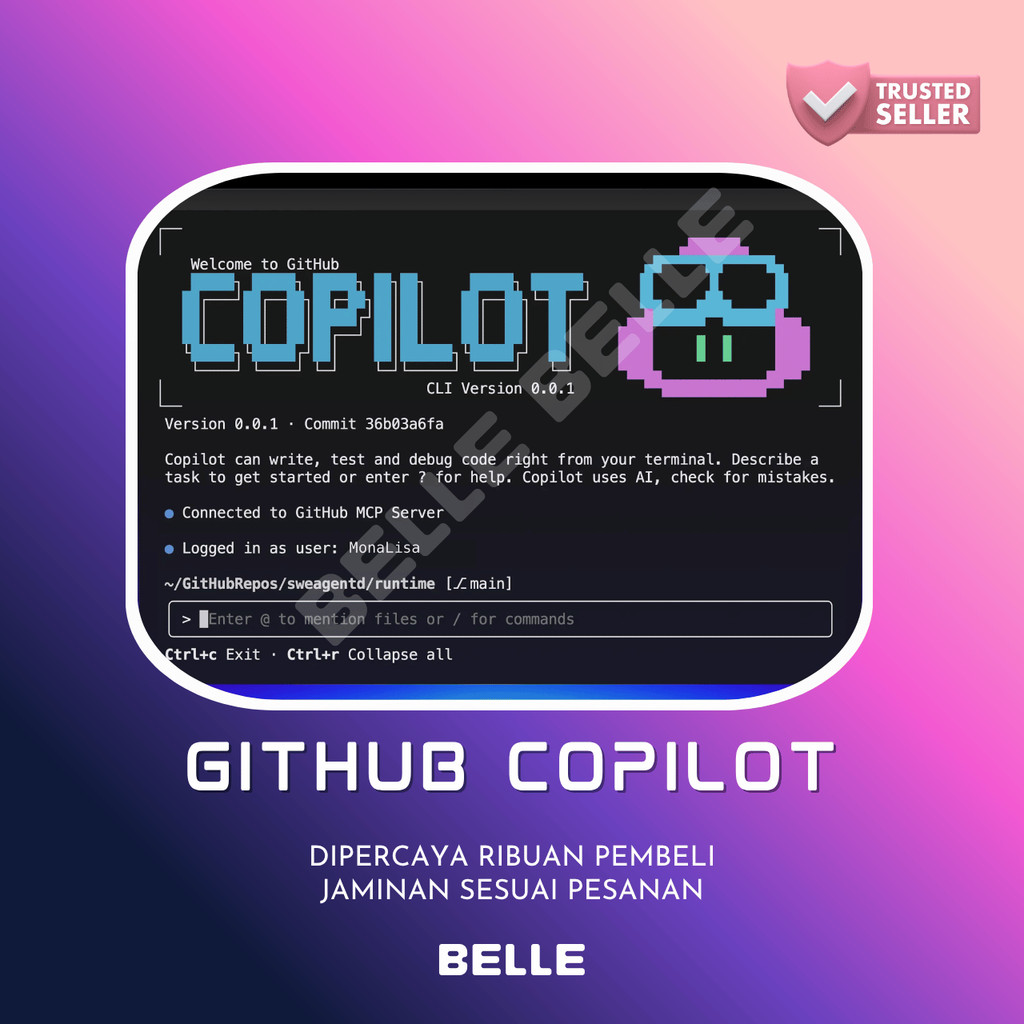 GitHub Copilot 1 Bulan Murah Bergaransi Premium Belle