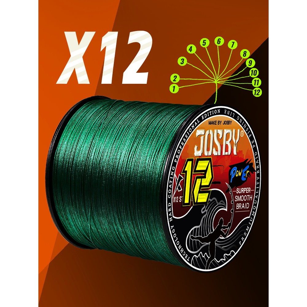 JOSBY Fishing Lines 12 Strands Braided PE 300m 500m 1000m Japan Multifilament  Carp Fly Fishing Wire