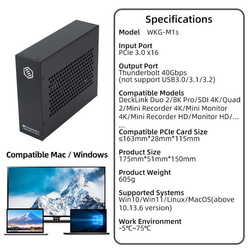 Thunderbolt 4 USB4 eGPU Box PCIe 5 0 Dock Eksternal untuk Kartu Grafis NVIDIA AMD Laptop dan NUC