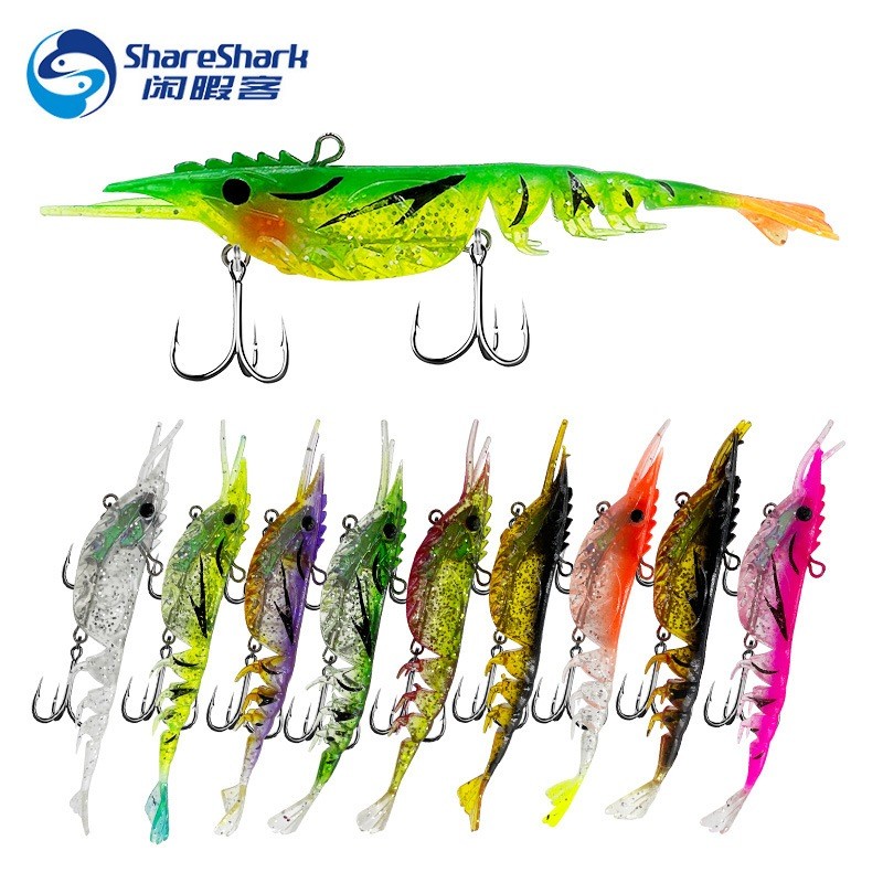 Soft Shrimp Lure 3D Glow Malam Hari – Umpan Udang Realistik Penarik Ikan Predator Laut & Tawar