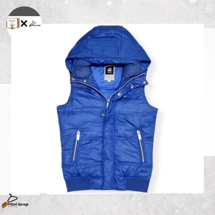 Rompi Outdoor Vest Puffer Hoodie Jacket Gstar Raw Blue Color Vintage S