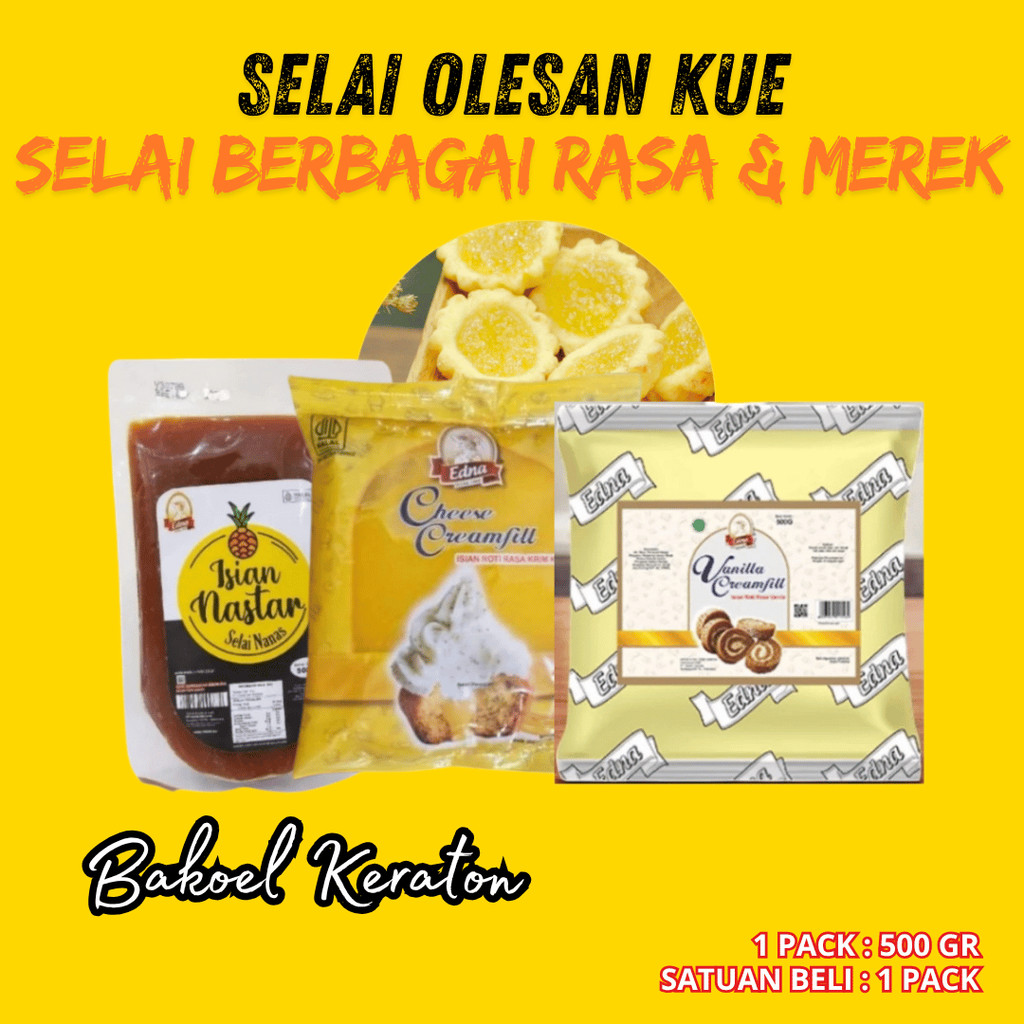 ( 1 PCS ) Edna Vanilla Creamfill 500 gr / Edna Cheese Creamfill 500 gr / Selai Nanas Edna 500 gr