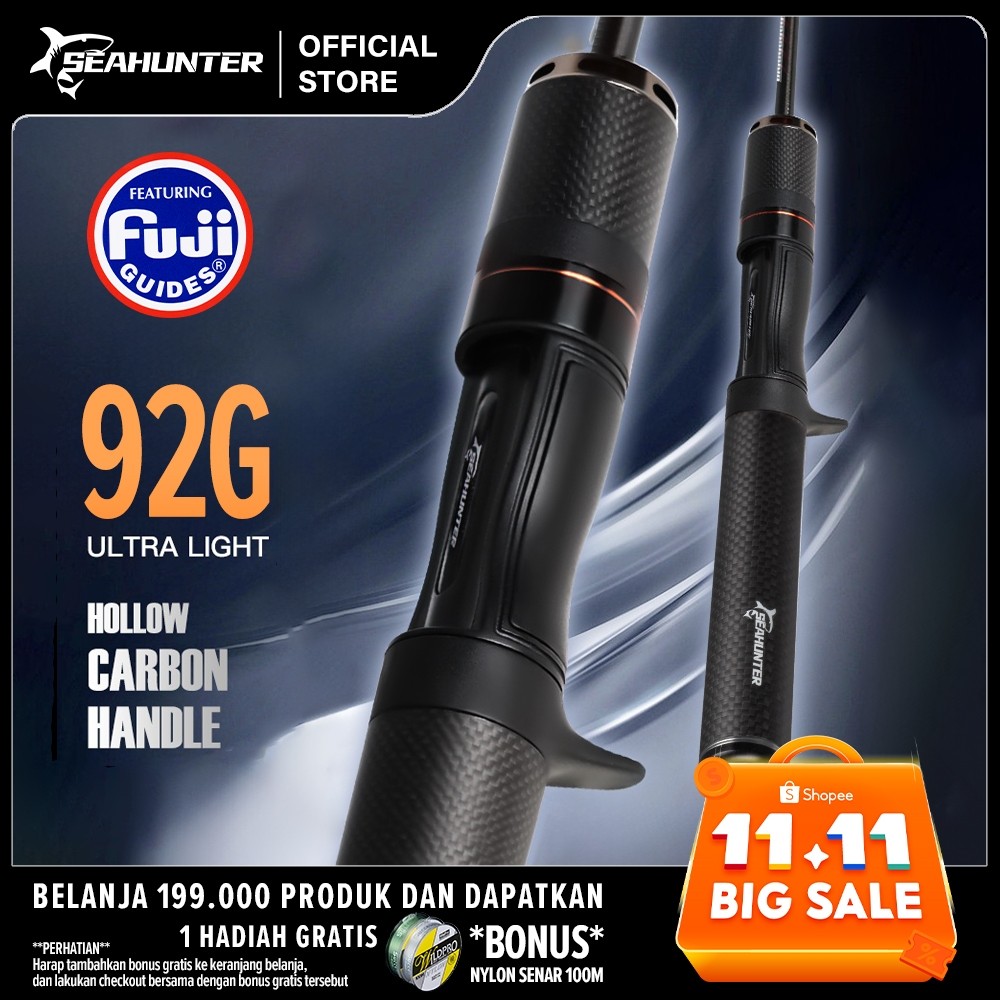 PROMO[OFFICIAL] SEAHUNTER Black Arrow PRO Joran Pancing,FUJI Gudang Panjang Joran BC Casting/Spinnin