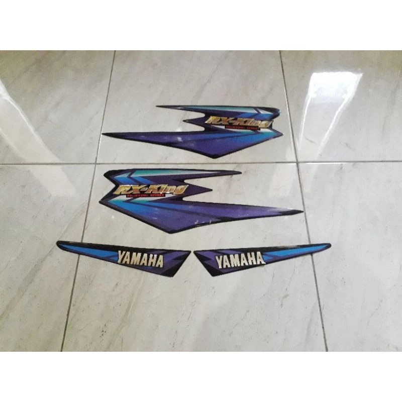 lis body/ striping /stiker + Emblem Tangki yamaha RX King new 2002 ungu Hitam kw super
