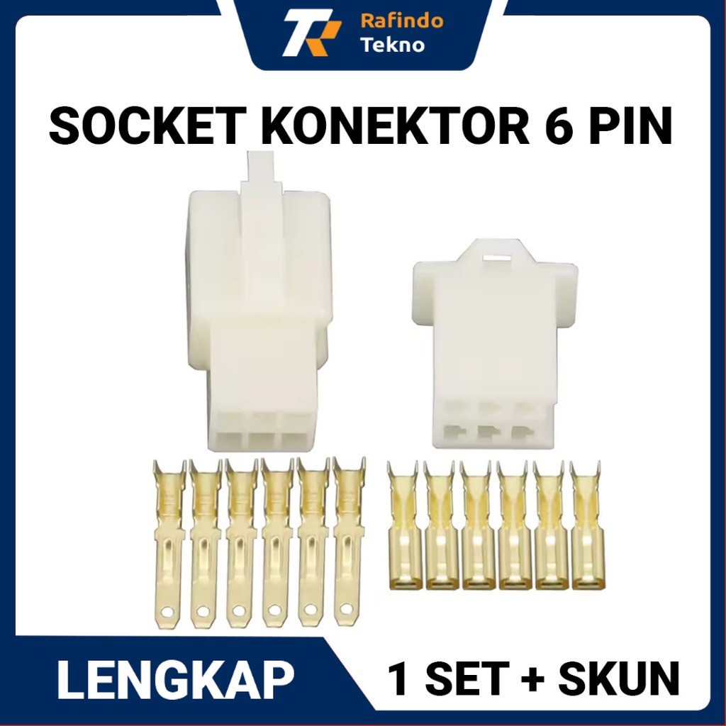 Soket Konektor Kabel 6 Pin Lengkap 1 set + Skun | Soket Motor | Soket Mobil | Konektor Kabel