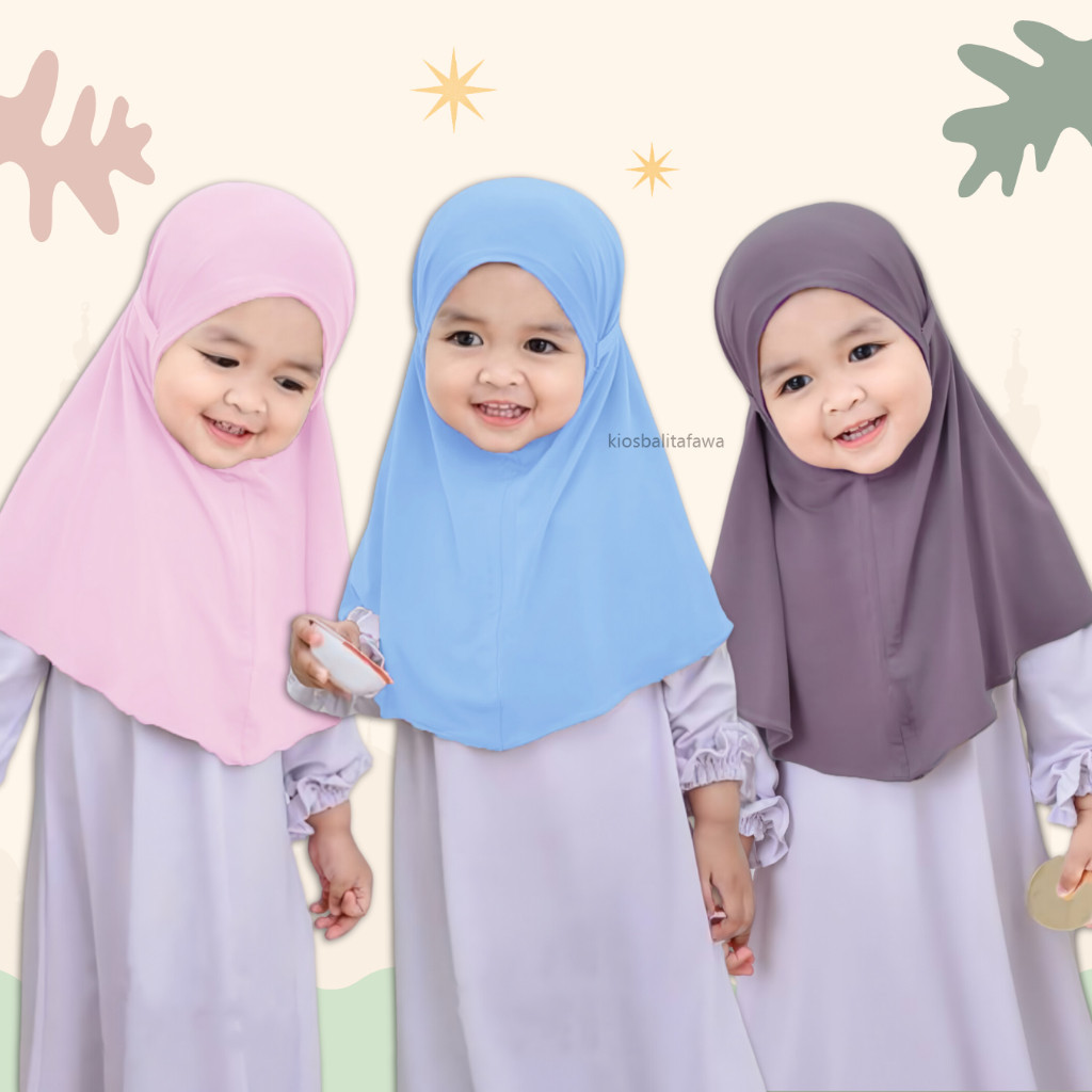 Jilbab Aisha uk 0-5 tahun / Hijab Bergo Kerudung Jersey Polos Bayi Anak Perempuan Premium Lebaran Ba