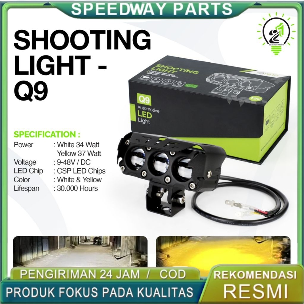 LAMPU LED TEMBAK LASER 3 MATA NINE LUXIMOS Q9 Q9PROHi LOW MOBIL MOTOR 2 WARNA SUPER TERANG