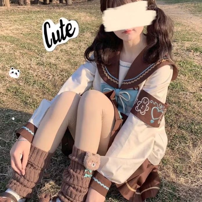 seifuku - seragam sekolah jepang perempuan beruang coklat cosplay 002