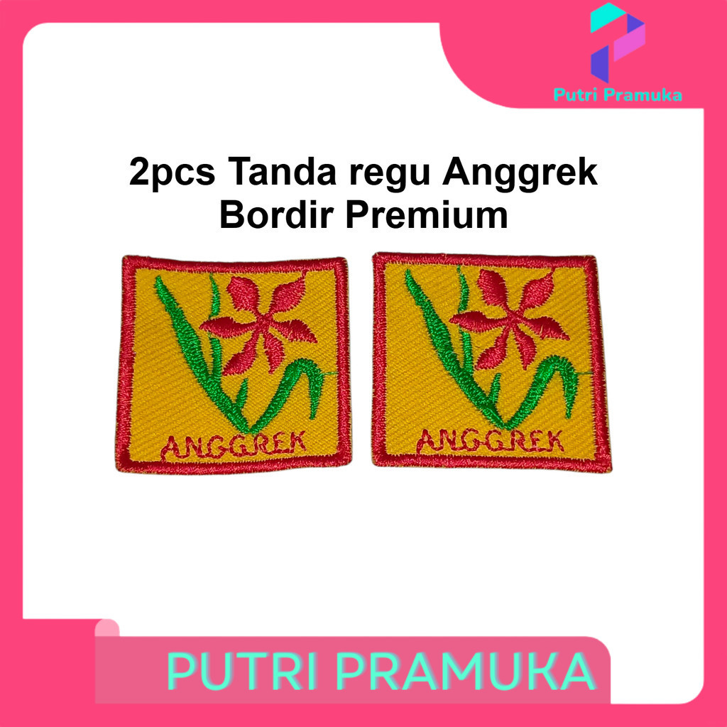 (2pcs) Bet Tanda Regu Anggrek Bordir Premium diameter 4cm Pramuka Putri