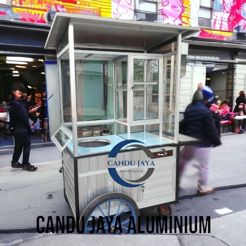 Gerobak Bakso Mie Ayam Aluminium Tebal Kokoh