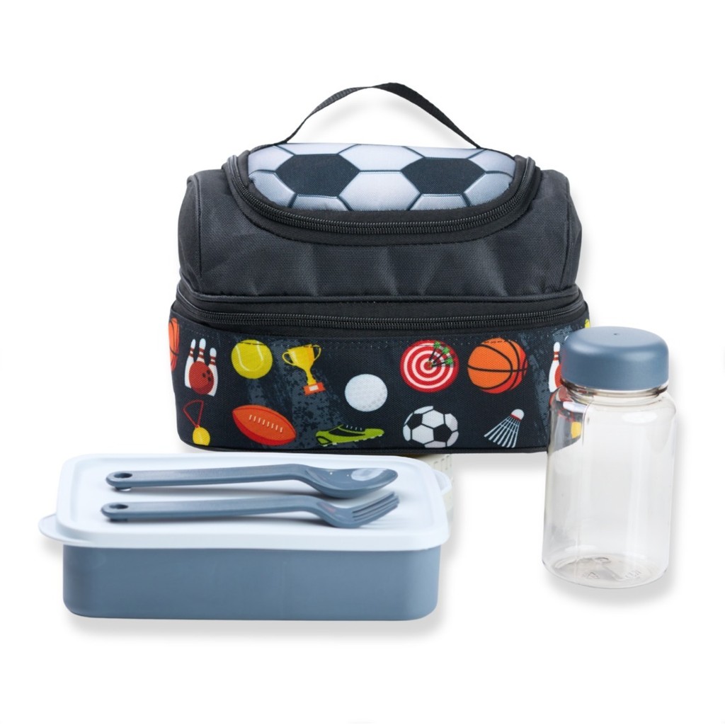 Tas Bekal Set Sendok Garpu Kotak Dan Botol Lunch Box Smiley Kotak Makan Anak