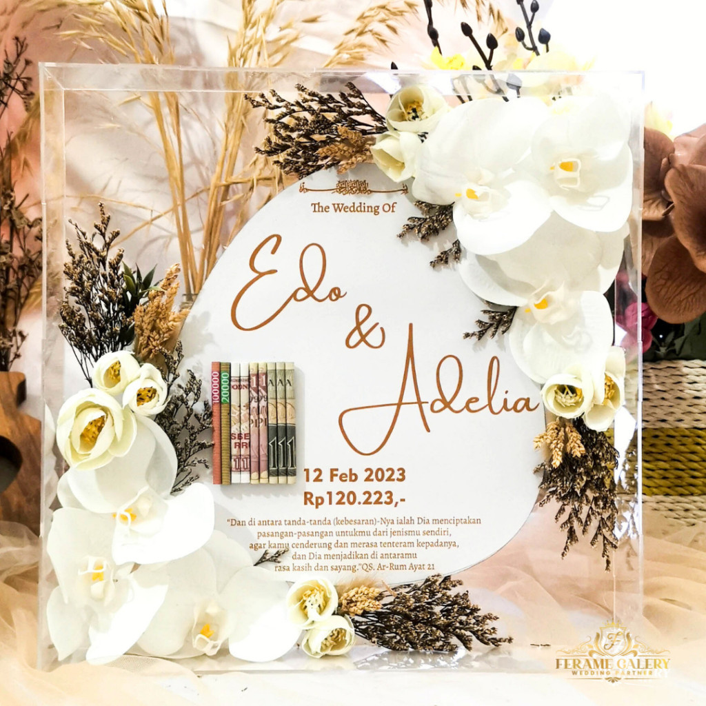 Mahar Pernikahan Akrilik - Bingkai Mahar Akrilik - Mahar Bunga Anggrek-Frame Mahar Akrilik-Ferame Ga