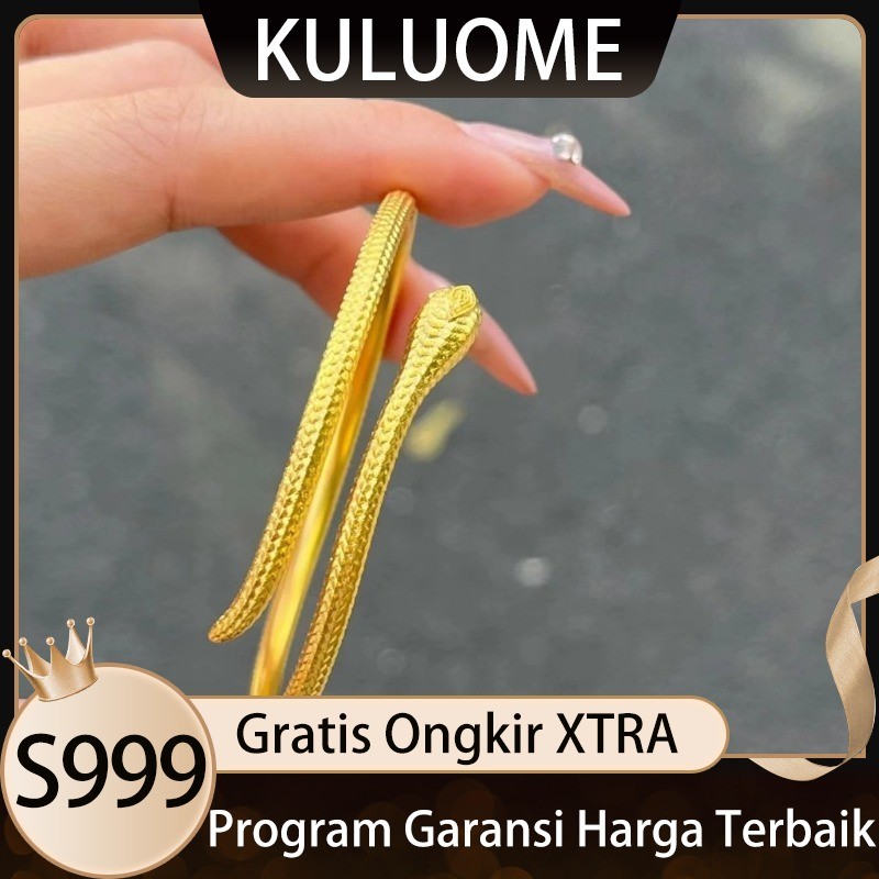 KULUOME Gelang Ular Tradisional Warna Emas Bentuk Ular Perhiasan Ular Melilit yang Dapat Disesuaikan